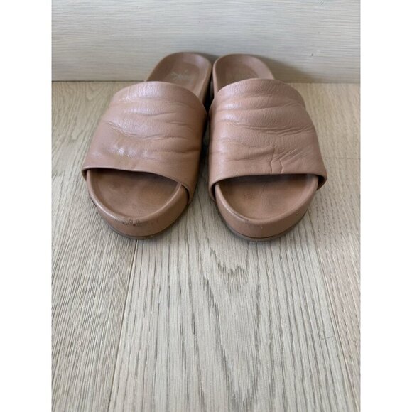 Beek pelican Leather Slide Sandals Brown Platform Slip On Shoes Women’s 7 US 37 - Picture 4 of 7